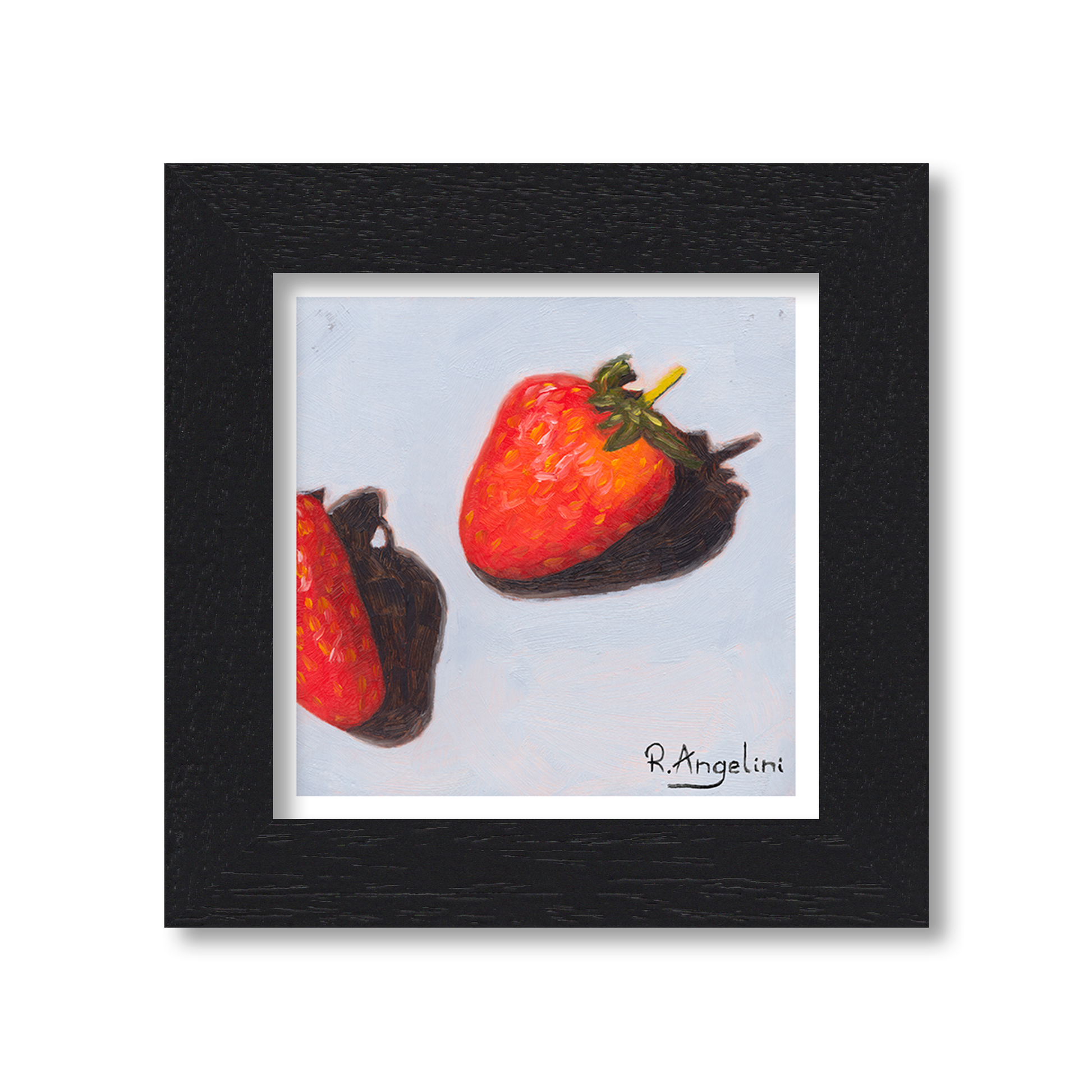 Black Framed Strawberries 3 of 3 Square Giclee Art Print