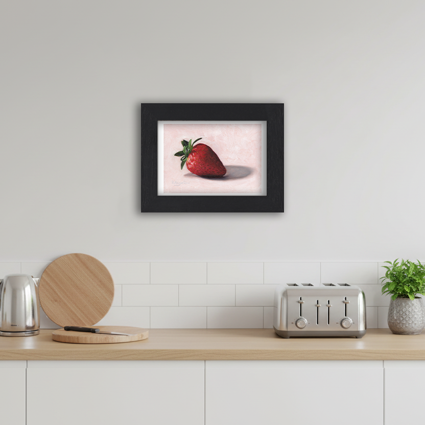 Black Framed Strawberry 2 Giclee Art Print in Kitchen