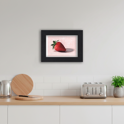 Black Framed Strawberry 2 Giclee Art Print in Kitchen