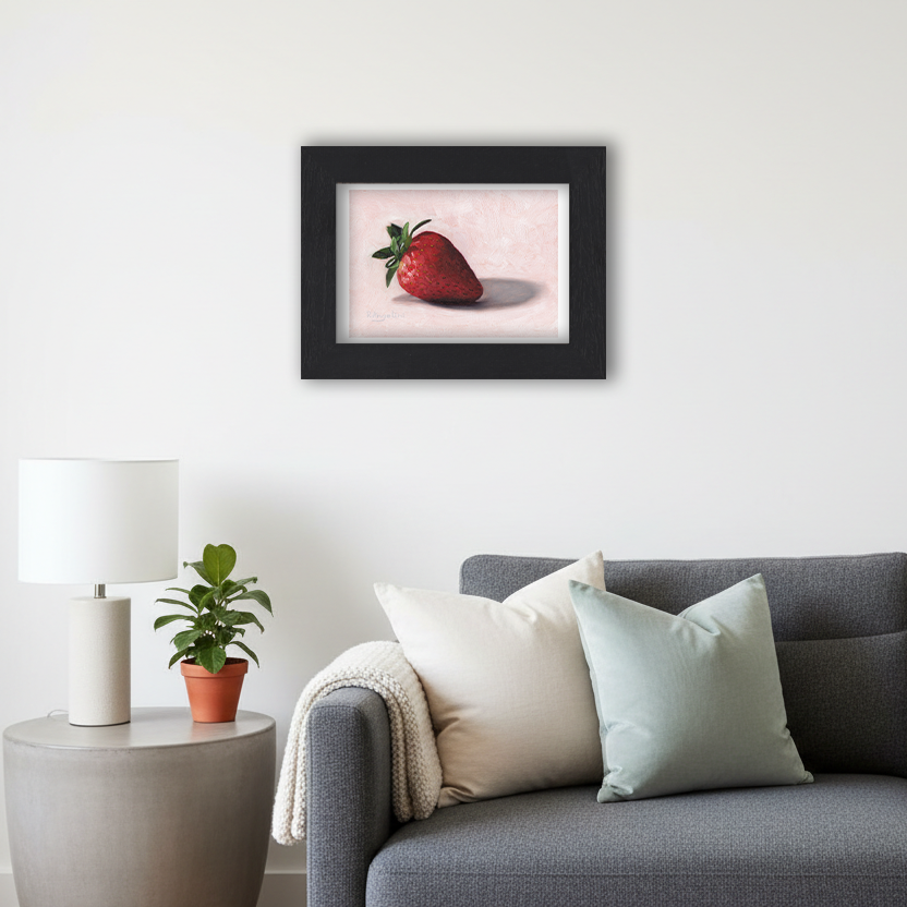 Black Framed Strawberry 2 Giclee Art Print in Living Room