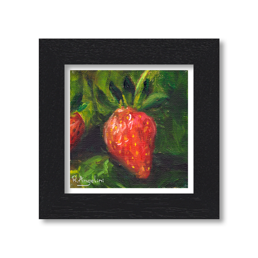 Black Framed Strawberry Square Giclee Art Print