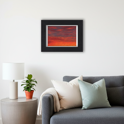 Black Framed Sunset Giclee Art Print in Living Room