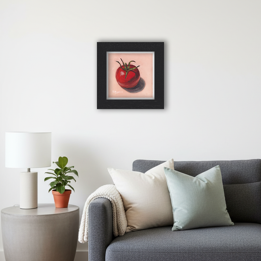 Black Framed Tomato Square Giclee Art Print in Living Room