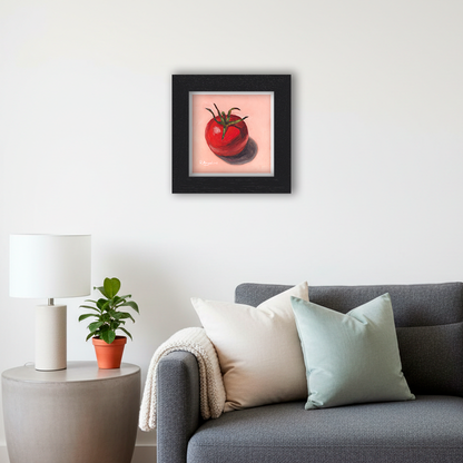 Black Framed Tomato Square Giclee Art Print in Living Room