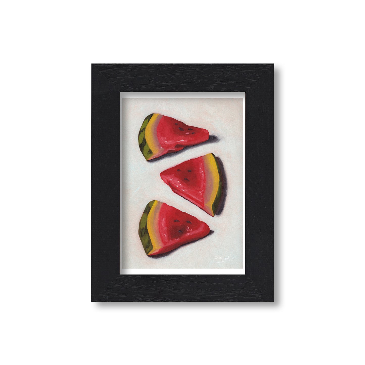 Black Framed Watermelon Slices Giclee Art Print