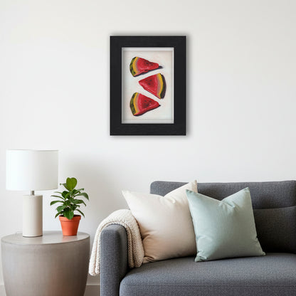 Black Framed Watermelon Slices Giclee Art Print in Living Room