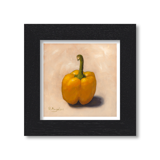Black Framed Yellow Pepper Square Giclee Art Print