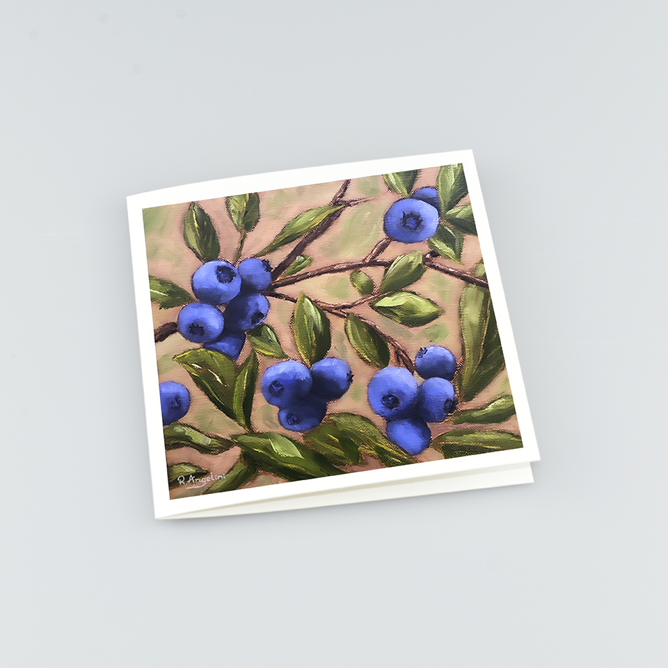 Blueberry Bush - Square Greetings Cards Top Down