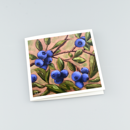Blueberry Bush - Square Greetings Cards Top Down