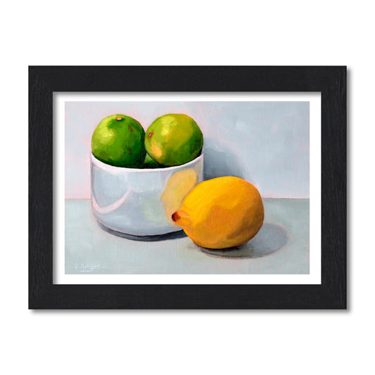 Bowl of Limes and a Lemon | Still Life Art Print