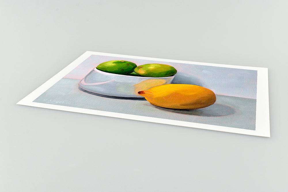Bowl of Limes and a Lemon | Still Life Art Print