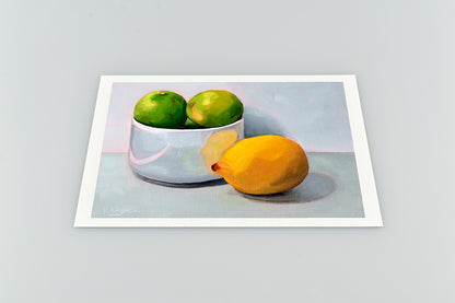 Bowl of Limes and a Lemon | Still Life Art Print
