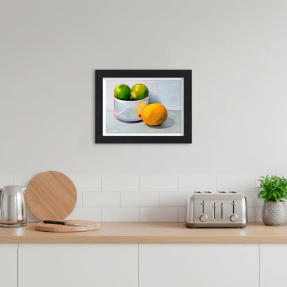 Bowl of Limes and a Lemon | Still Life Art Print