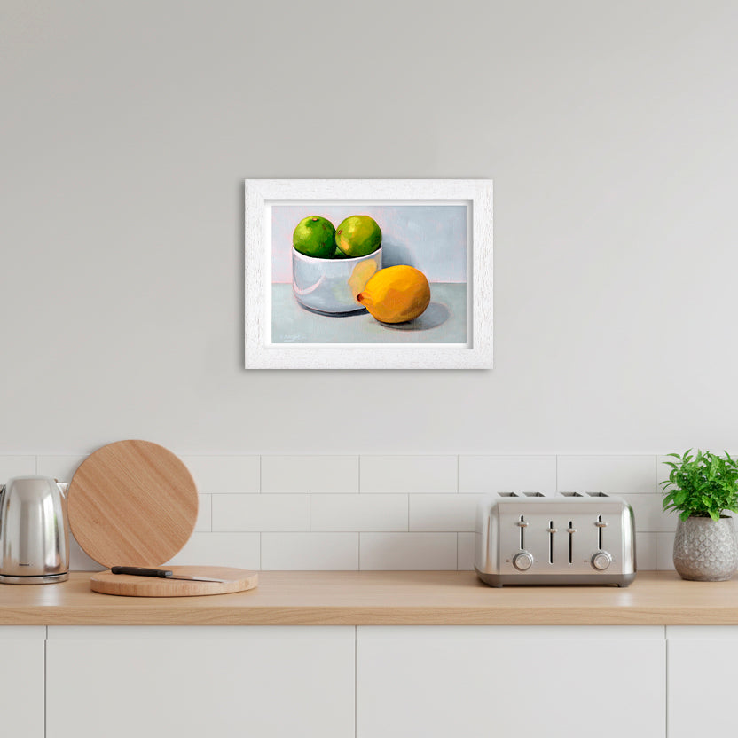 Bowl of Limes and a Lemon | Still Life Art Print