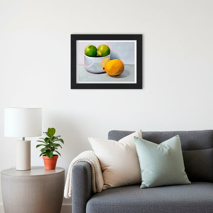 Bowl of Limes and a Lemon | Still Life Art Print