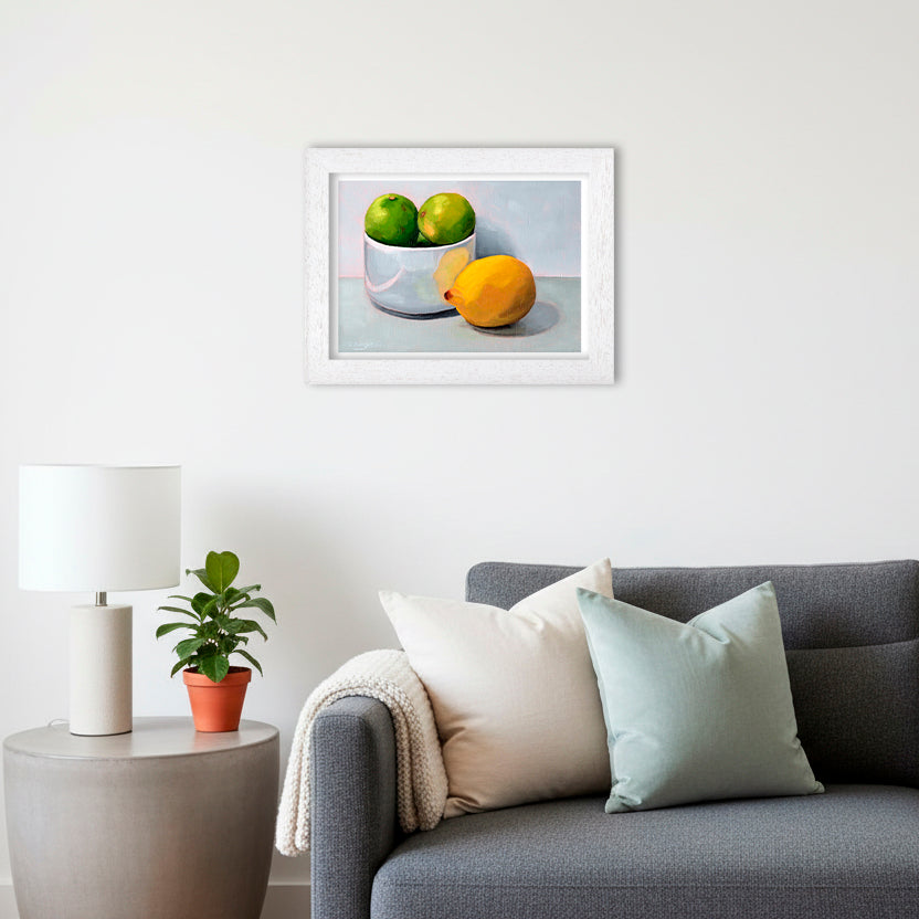Bowl of Limes and a Lemon | Still Life Art Print