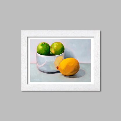 Bowl of Limes and a Lemon | Still Life Art Print