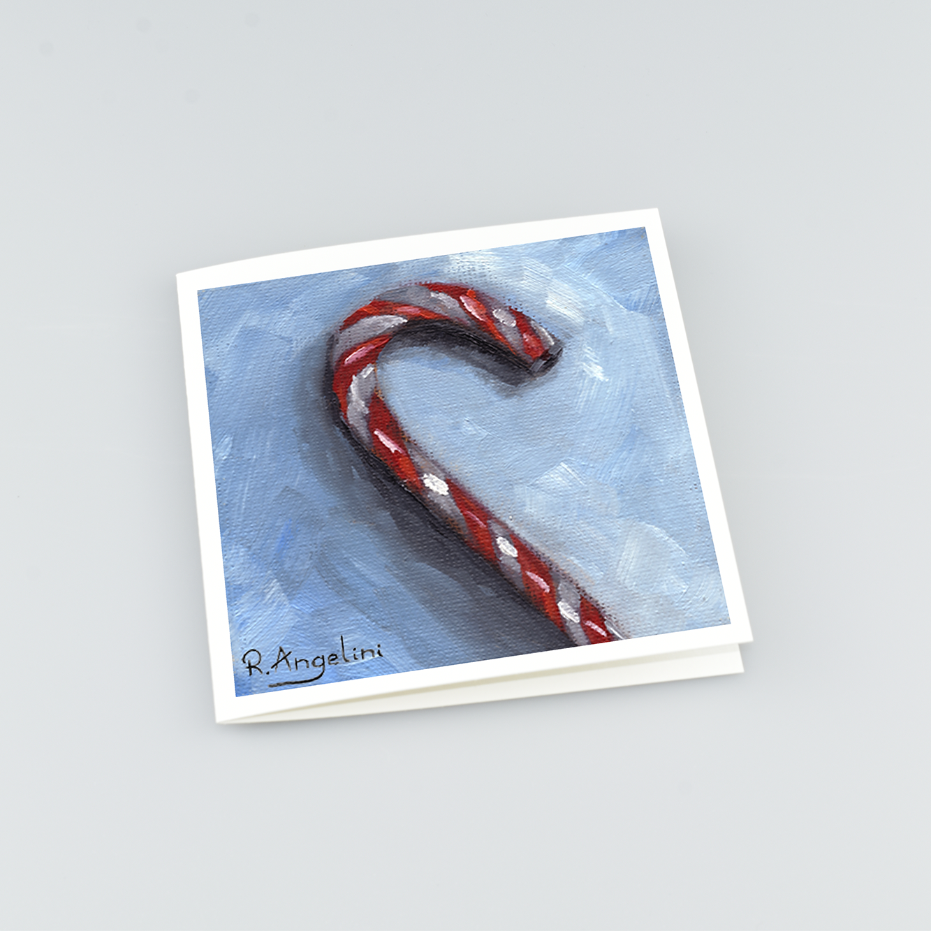 Candy Cane - Square Greetings Cards Top Down
