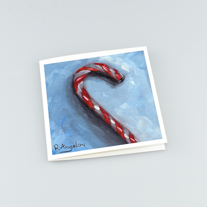 Candy Cane - Square Greetings Cards Top Down