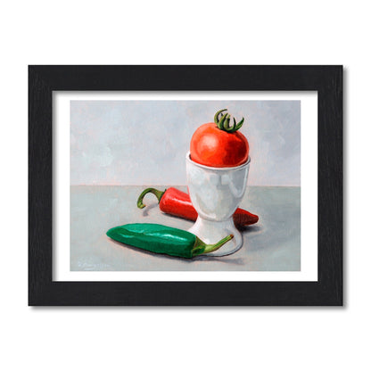 Chillies, Egg Cup and Tomato | Still Life Art Print