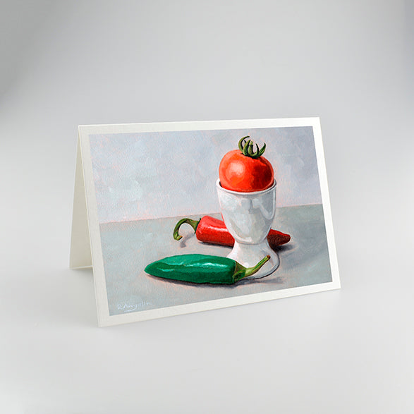 Chillies, Egg Cup and Tomato | A5 Greetings Cards