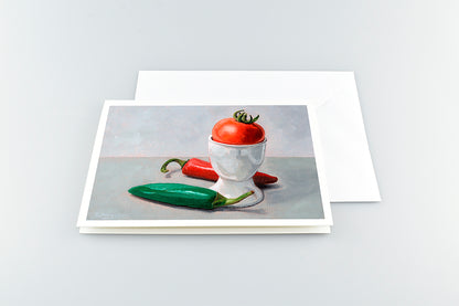 Chillies, Egg Cup and Tomato | A5 Greetings Cards
