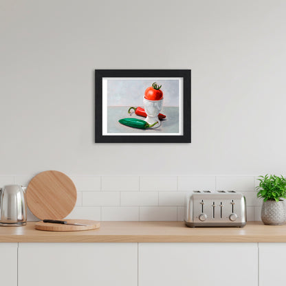 Chillies, Egg Cup and Tomato | Still Life Art Print