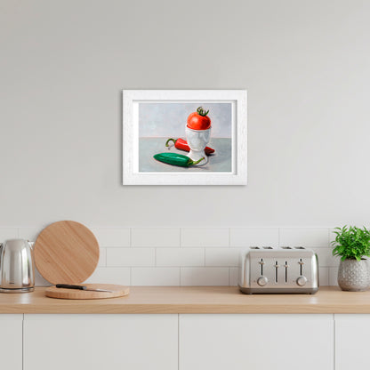 Chillies, Egg Cup and Tomato | Still Life Art Print