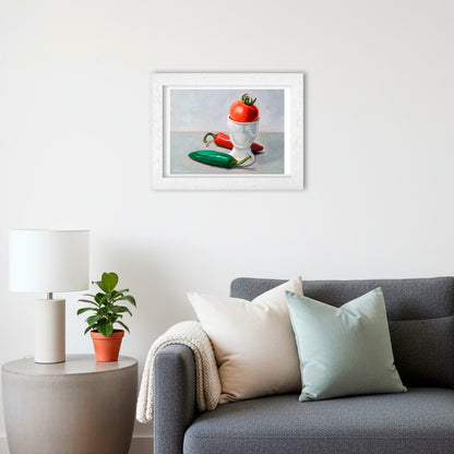 Chillies, Egg Cup and Tomato | Still Life Art Print