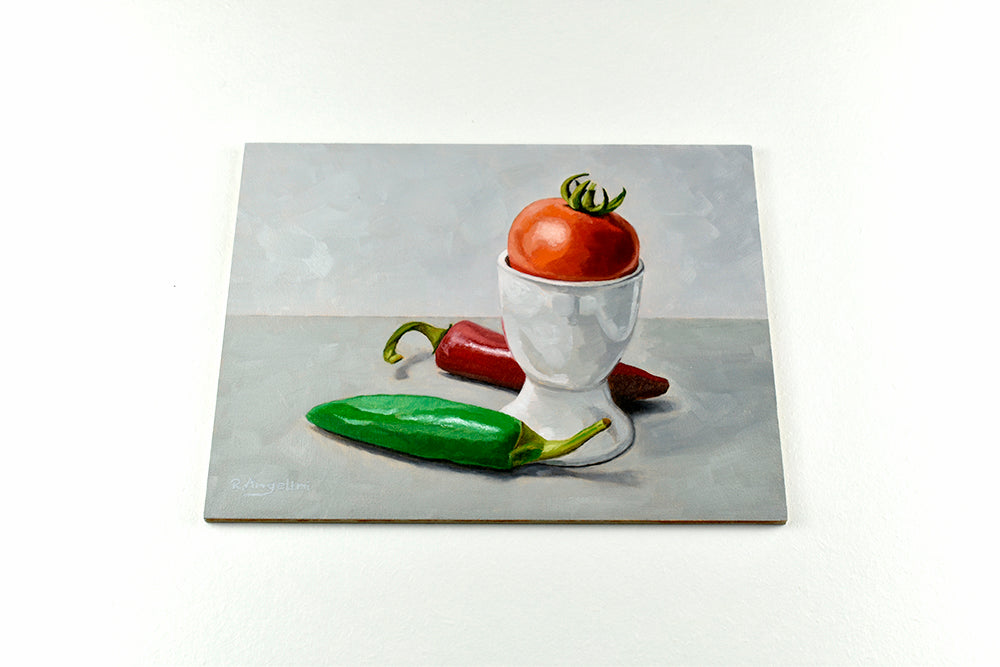 Chillies, Egg Cup and Tomato | Original Artwork
