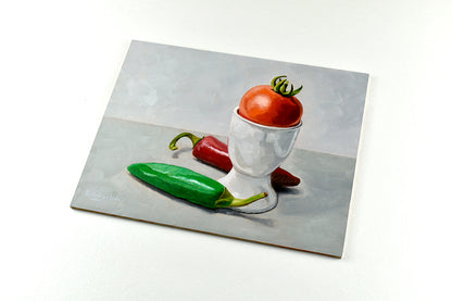 Chillies, Egg Cup and Tomato | Original Artwork
