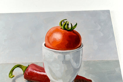Chillies, Egg Cup and Tomato | Original Artwork