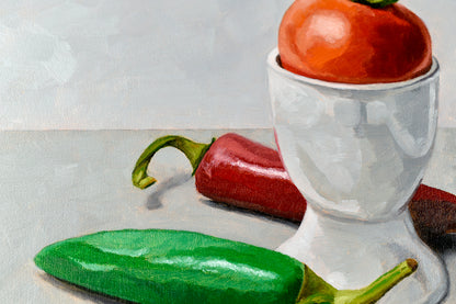 Chillies, Egg Cup and Tomato | Original Artwork
