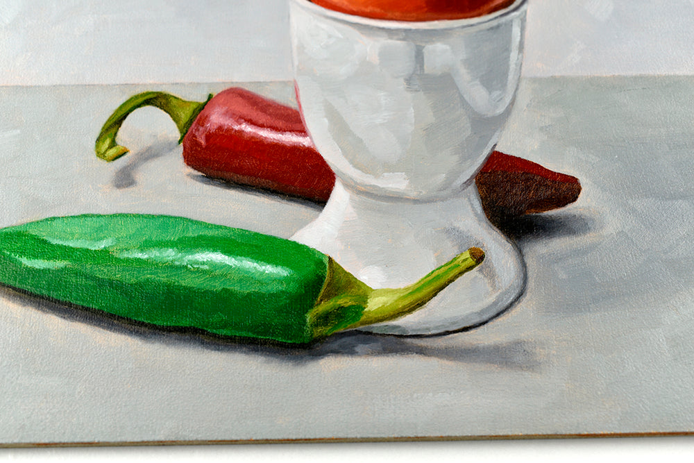 Chillies, Egg Cup and Tomato | Original Artwork