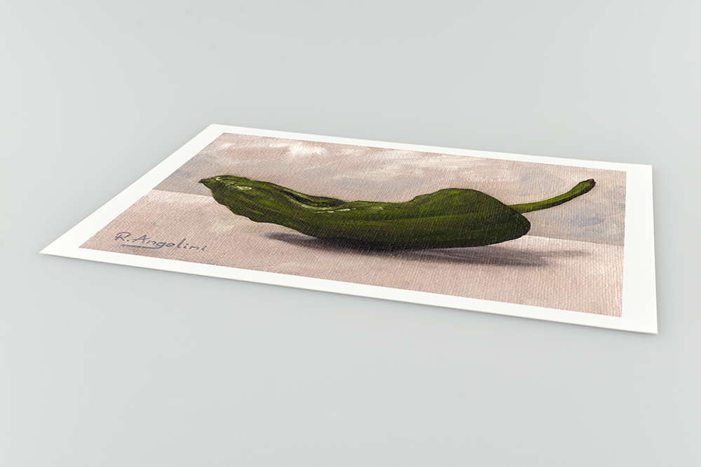 Green Chilli Giclee Art Print Close Up
