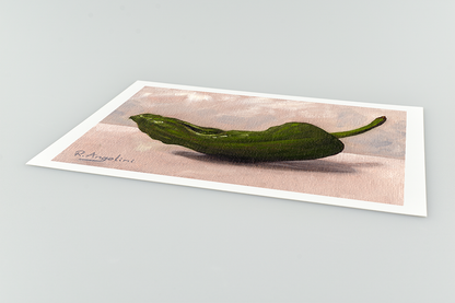 Green Chilli Giclee Art Print Close Up
