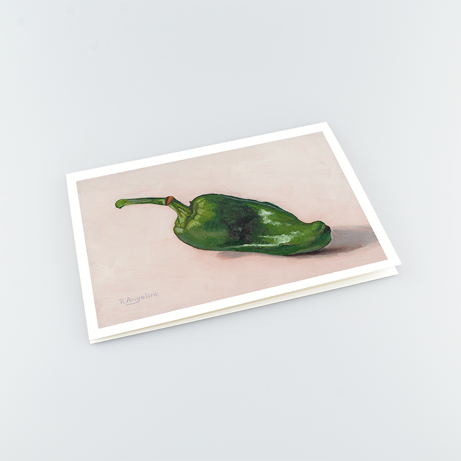 Green Padron Pepper - A5 Greetings Cards Top Down