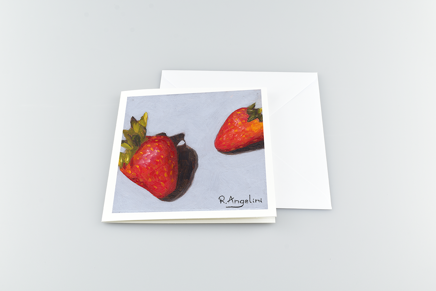 Strawberries 2 of 3 - Square Greetings Cards