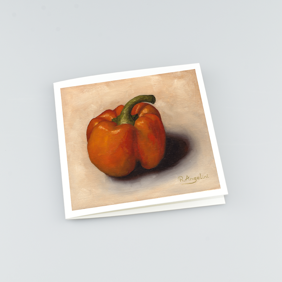 Orange Pepper - Square Greetings Cards Top Down