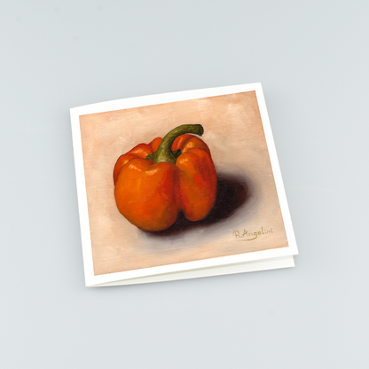 Orange Pepper - Square Greetings Cards Top Down