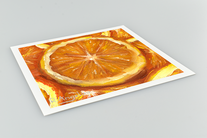 Orange Slices Square Giclee Art Print Close Up