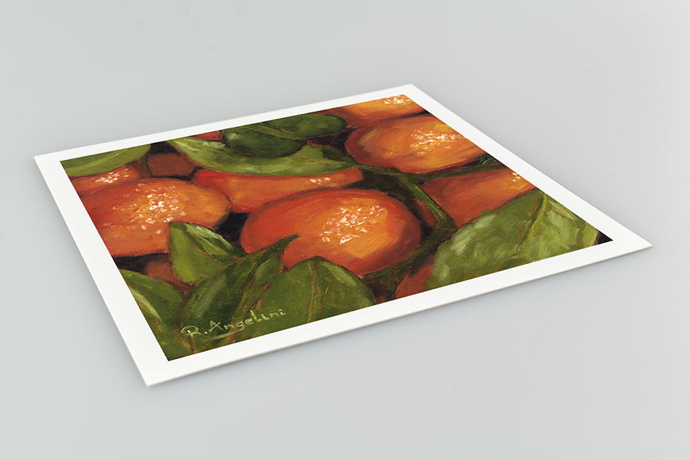 Orange Tree Square Giclee Art Print Close Up