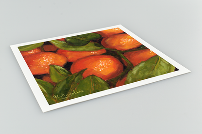 Orange Tree Square Giclee Art Print Close Up