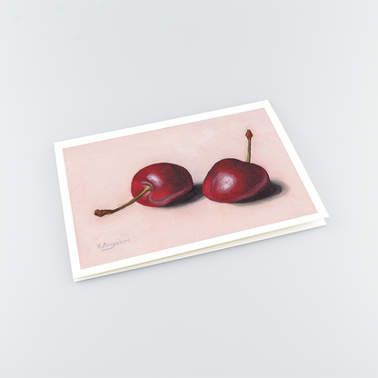 Pair of Cherries - A5 Greetings Cards Top Down