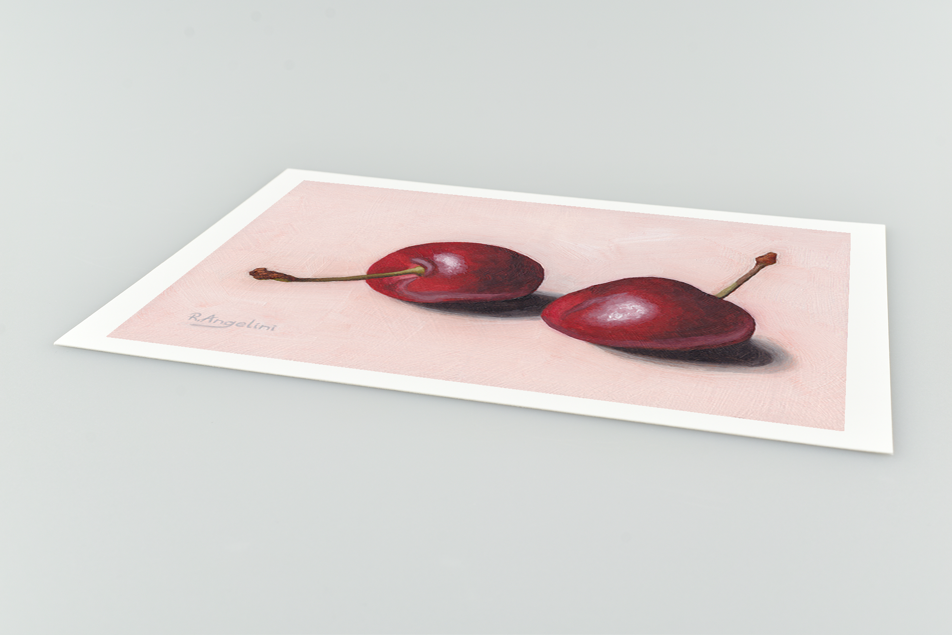 Pair of Cherries Giclee Art Print Close Up