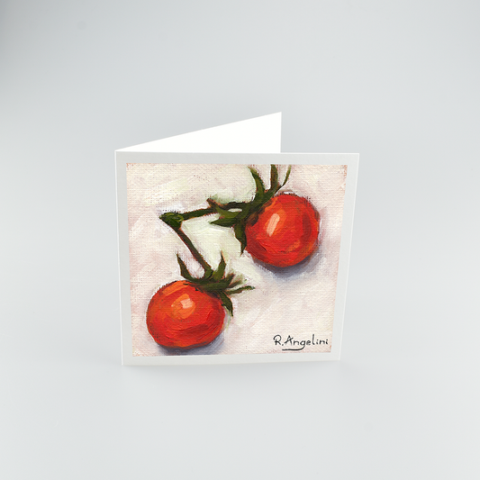 Pair of Cherry Tomatoes - Square Greetings Cards