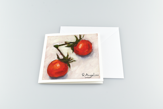 Pair of Cherry Tomatoes - Square Greetings Cards with Envelope