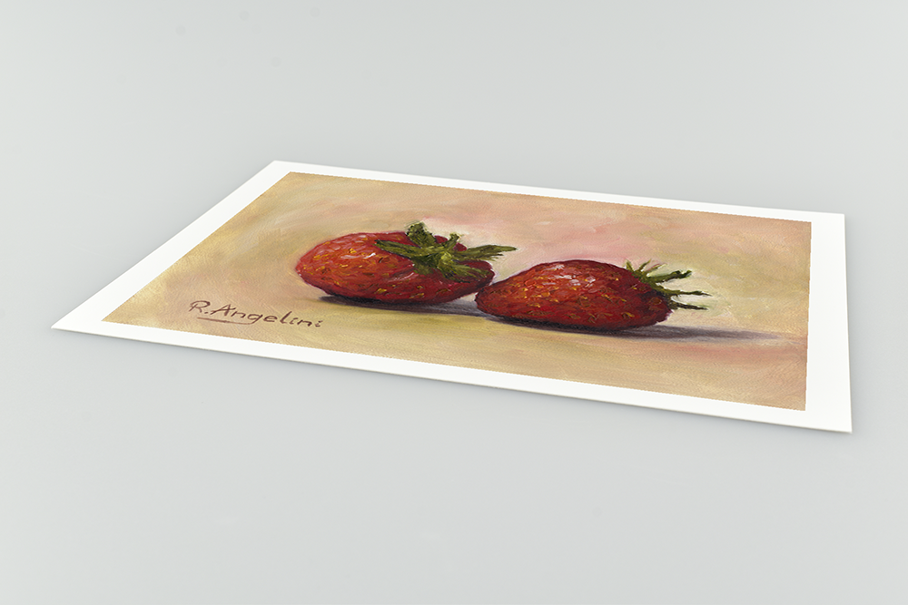 Pair of Strawberries Giclee Art Print Close Up