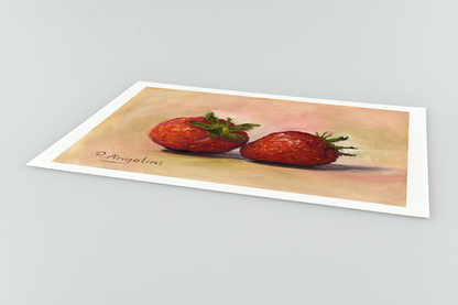 Pair of Strawberries Giclee Art Print Close Up