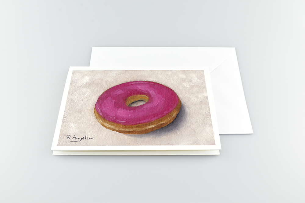 Pink Donut - A5 Greetings Cards with Envelope